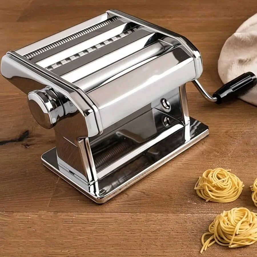 JIASLING Manual Pasta Maker - 9 Adjustable Thickness Settings, 304 Rostfreier Stahl Pasta & Noodle Cutter For Spaghetti, Fettuccine, Lasagna & Dumpling Wrappers, Durable Kitchen Tool With Stable Structure