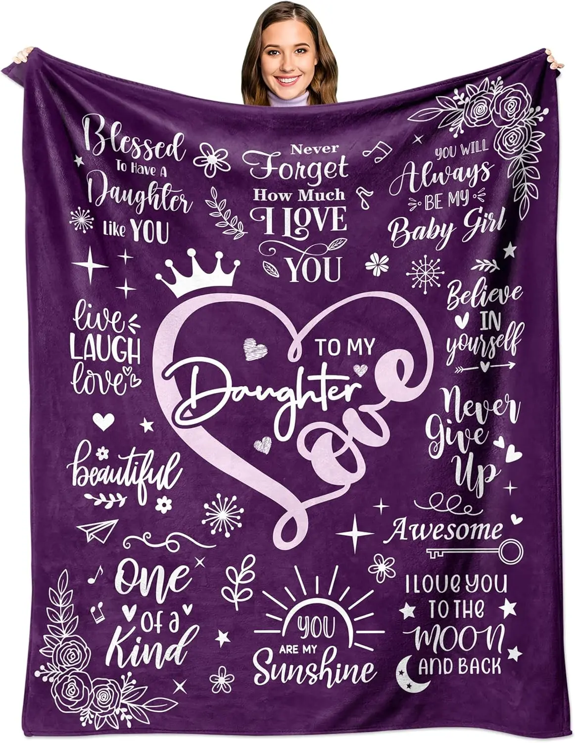 Modern Polyester Flannel Blanket - All-Season, Breathable Bedding Throw, Machine Washable, Thoughtful Gift for Girls from Mothers for Graduation, Birthday Occasions (Blanket/Drapes Option), All Seasons