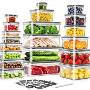 24-Piece Deluxe Food Storage Container Set, High-Quality - Airtight Design, Easy-Snap Lids, Stackable and Microwave-Safe - Includes 24 Containers, 24 Lids, Free Labels, and Kitchen Storage Markers
