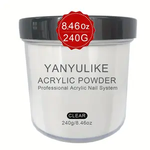 Professional 8oz Acrylic Nail Powder for Instant Nails - No / Lamp Required, Quick- Powder Suitable for Extensions, 3D Nail Art & Carving (Transparent, White, Pink, Naked Beige)