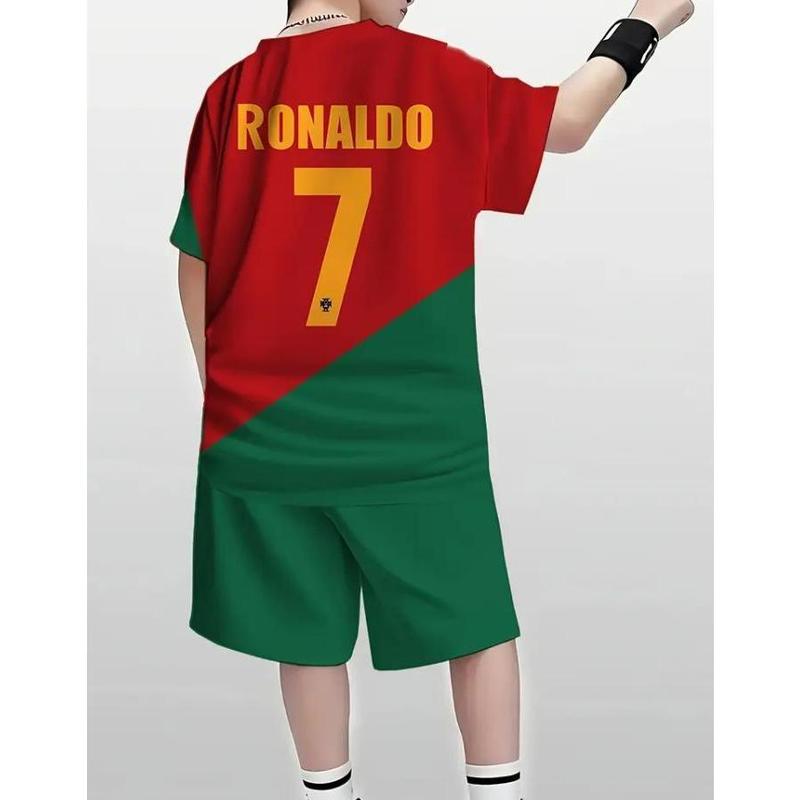 Portugal Soccer Legend #7 Jersey Fan Kids Unisex Jersey/Shorts Youth Sizes For 4-13 Years Trainnng Uniforms for Children Portugal Soccer Legend #7 Jersey Fan Kids Unisex Jersey/Shorts Youth Sizes For 4-13 Years Trainnng Uniforms for Children
