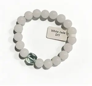 【White Jade DIY】White Jade DIY Fashion Jewelry Accessories Symbolic Gift for Friends Spiritual Happiness Adult Bracelets