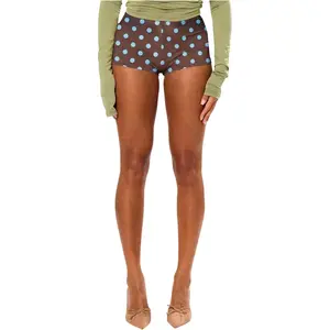 RoseSeek Women's Low Rise Booty Shorts Y2k Skinny Micro Mini Shorts Summer Hot Pants Swim Shorts Bikini Bottoms Dots Brown XS