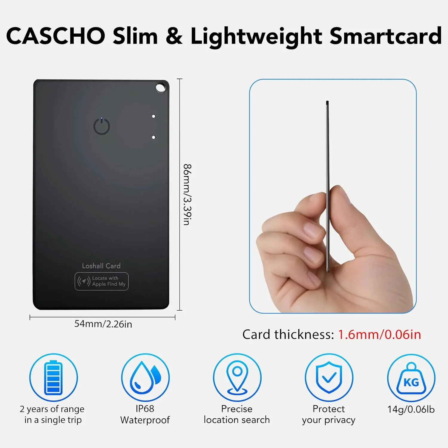 Ultra-thin, card-style Bluetooth tracker compatible with Apple "Find My" | The ultimate anti-loss tool for wallets, luggage, and passports | Global precision tracking, high-decibel alarm, and ultra-long 4–5 month standby time.