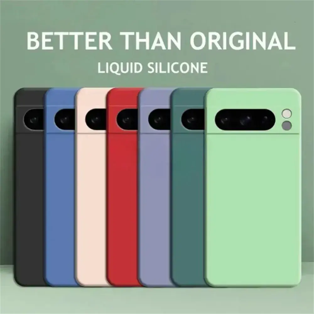 Shockproof Cases For Google Pixel 6 7 6A 7A Case Pixel 8 Pro 7A 7 Cover Liquid Silicone Soft Solid Color For Google Pixel 9 9A