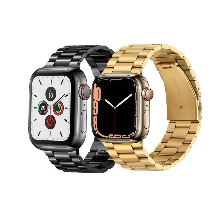 Worryfree Gadgets 2-Pack Adjustable Stainless Steel Butterfly Clasp Watch Straps, Smart Wearable Tech Accessories for Adults