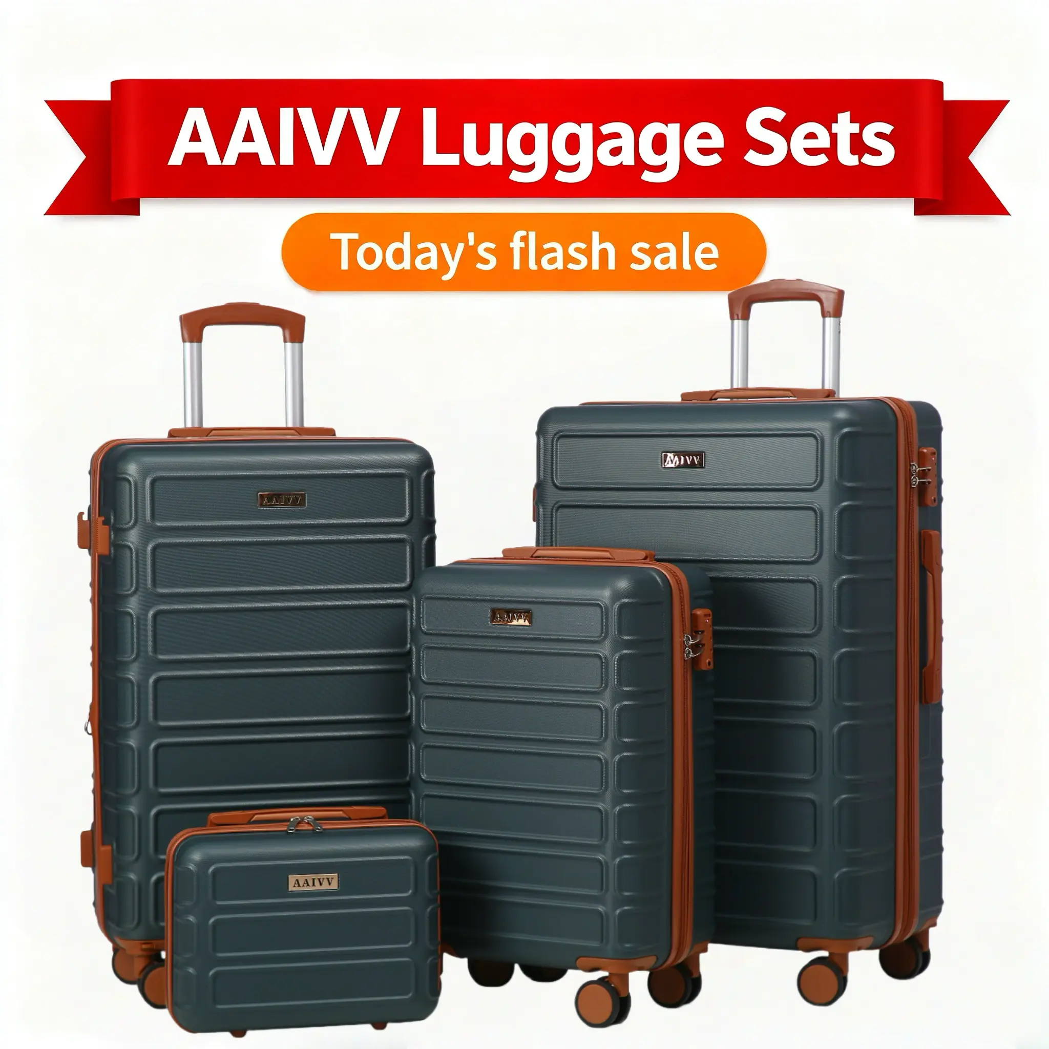 AAIVV 4-Piece Lightweight Expandable Rolling Luggage Set, ABS