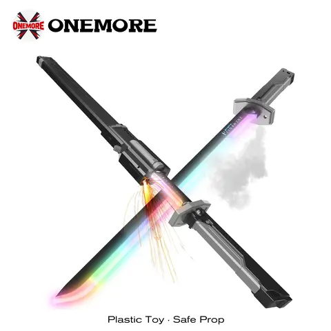 Spark Edition DKD 31.5" Cyberpunk SparkBlade Lightsaber Toy with Sound & Fog, Eight-Color Streaming Light Effect, Type-C Rechargeable for Rave, Cosplay & Display Perfect Halloween Christmas gifts
