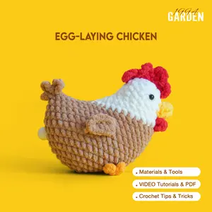 Egg-Laying Chicken Crochet kit for Adults, Beginner Crochet Kit, Animal Amigurumi DIY Craft Kit