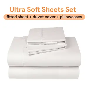 Ultra Soft Sheet Sets with Fitted Sheet with Deep Pockets - Duvet Cover - Pillowcases - Twin, Twin Xl, Full, Queen, King, California King Sizes - Machine Washable Bed Sheet Set