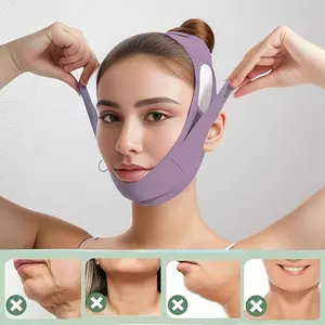 Reusable V-Shaped Face Lifting Mask - Breathable Double Chin Reducer & Jawline Lift, Lavender Light Beige Firming Bandage, Fresh Fragrance-Free Facial Instrument, Skin Care Massager, Contouring Design, Firm Fixing Strap
