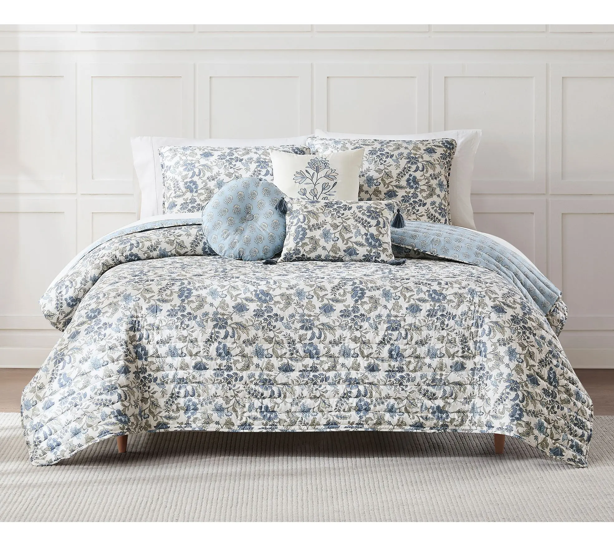 Lush Decor Lillian Block Reversible Quilt 6Pc Set King/Cal K