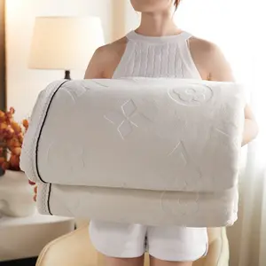 1pc Milk Wool Embroidered Arctic Velvet Blanket, Dual Layer Thick Composite, Warm Comfortable, Suitable for Sofa and Bed, Winter Blanket