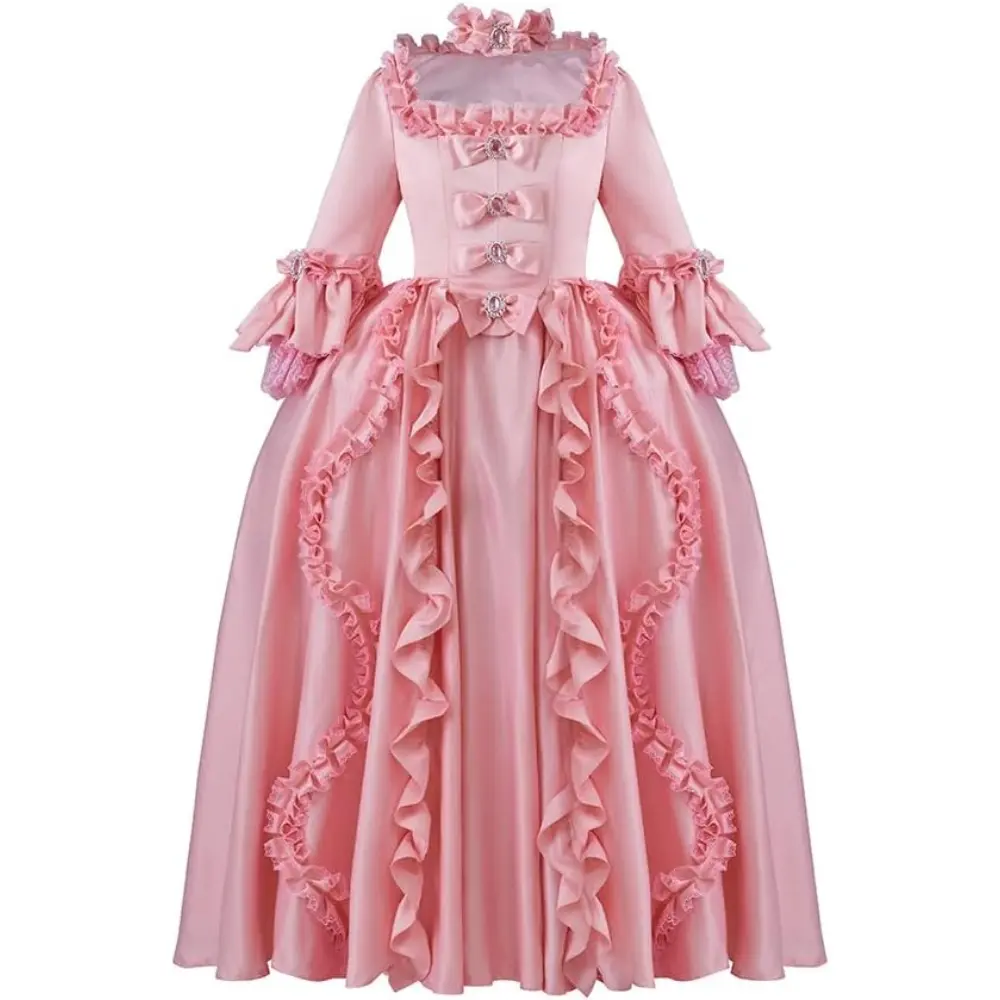Women's Rococo Ball Gown, Elegant 18th Century Baroque Fashion Costume in Pink with Floral Lace for Marie Antoinette Parties & Theater, Accessories, Garment, Fit, Hip, Formal, Skirt, Comfortable, Polyester, 3Xl, Lacy