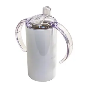 12oz Blank Sublimation kids Sippy Cup White Straight Stainless Kids Drinking Tumbler Water Bottles
