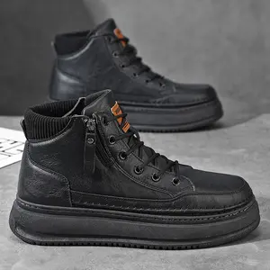 Trending Men's Side Zip Boots, Chunky Platform Sneakers, All-Season Workwear Shoes