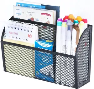 Magnetic Pencil Holder Magnetic Shelf for the Whiteboard 3-Grid Mesh Magnetic Pen Holder for Refrigerator Magnetic Organizer Locker Accessories Organizer for Home, School and Office