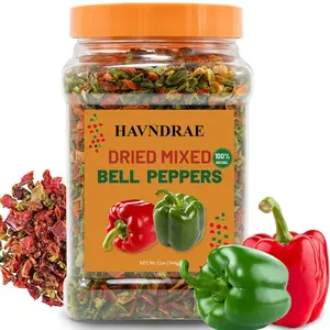 12oz Dried Bell Peppers Mix, Dehydrated Red & Green Bell Pepper Flakes for Ramen, Soups, Stews, Noodles – Gluten Free Vegetable Toppings & Seasoning Blend