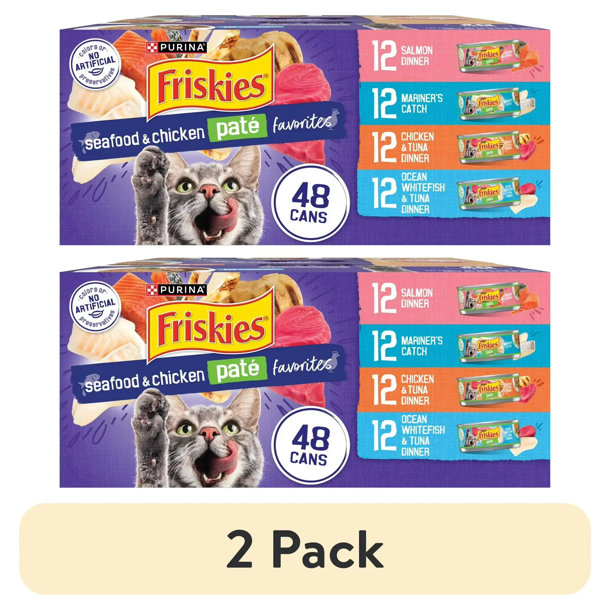 Purina Friskies Pate, Soft Seafood and Chicken Variety Pack, Wet Cat Food, 5.5 oz Cans