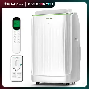 ZAFRO (42dB) 16,000 BTU WIFI (12,000 BTU SACC) Portable Air Conditioners, Ultra Quiet Dual Duct Smart AC with Drainage-free Cooling/24Hrs Timer/APP/Remote/Cool, Fan & Dehumidifier Modes for Indoor Rooms