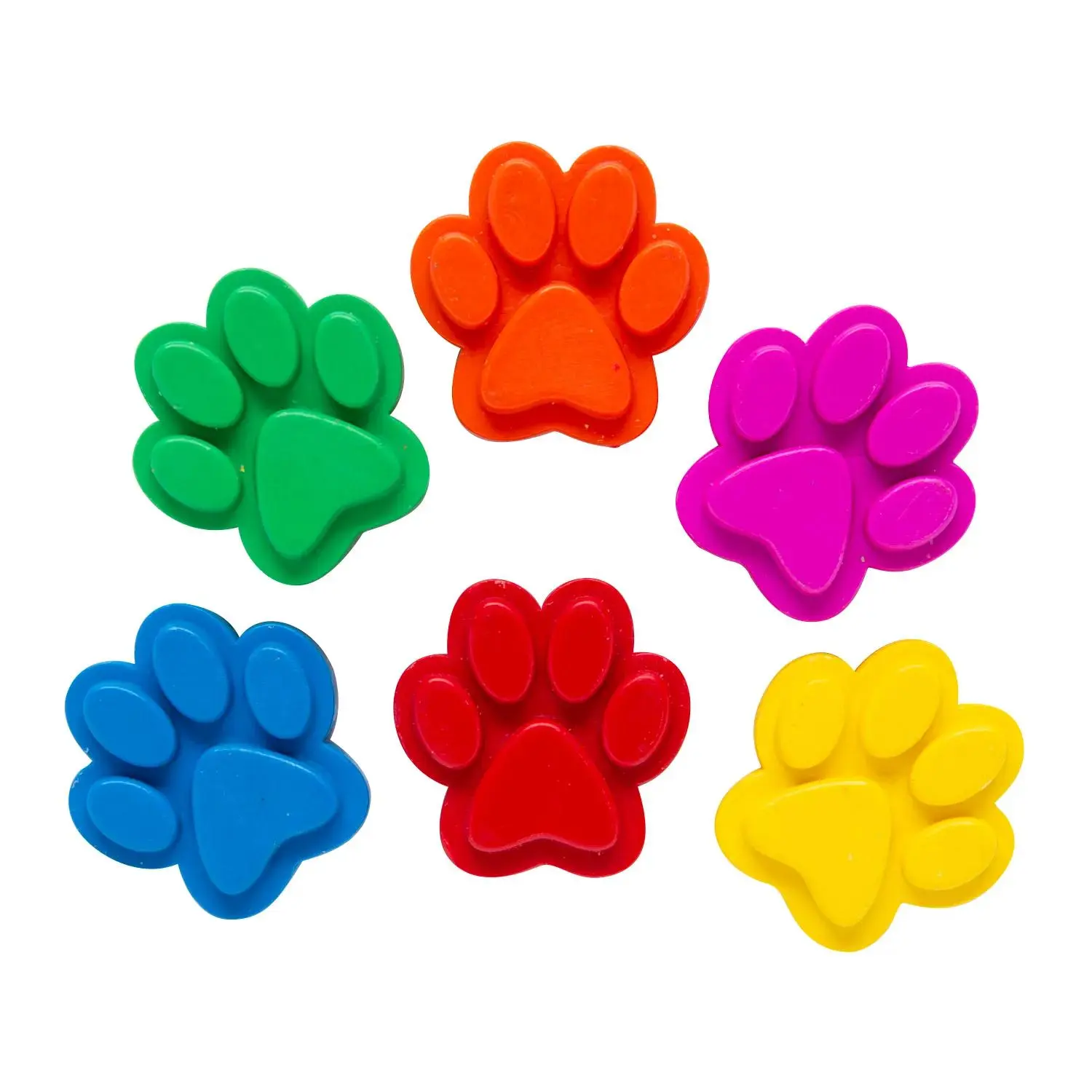 6-Color Paw Print-Shaped Crayons - 24 Pc.