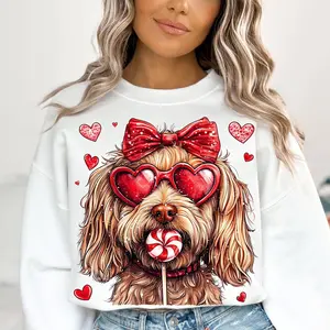 Goldendoodle Coquette Sweatshirt, Valentine Doodle Mom Sweater, Animals Lover Crewneck, Dog Mama Sweatshirt