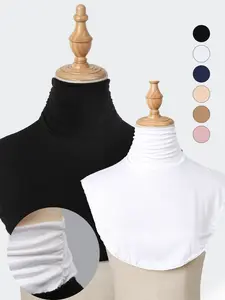 Women's Modal Casual Modest Fake Collar, Pure Color Crinkle Fake Collar, Comfortable Skin-Friendly High Neck, Bottom Shirt Collar Cover, Modesty