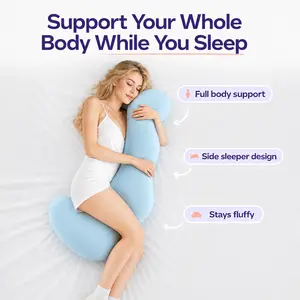 Extra Long Upgraded BodyAlign Ergonomic Full Body Cooling Pillow with Removable Washable Case, Human Body Engineering Design & Snug Body Contour Fit, Maternity Side Sleeping Pillow Supports Back, Abdomen, Hips and Legs, Ease Body Pressure & Chronic Pain