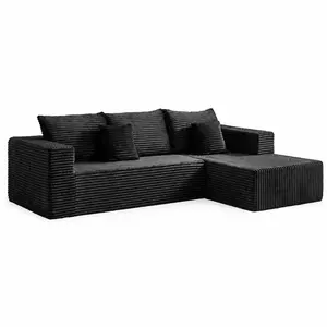sofa Luxurious Corduroy Cloud Sofa Set with Reversible Chaise Lounger L-Shaped Modular Design for Living Rooms & Bedrooms Ultra-Soft Comfort Ready to Use No Assembly Required corduroy soft loft bed day bed flash sale home items  boneless sectional couch t