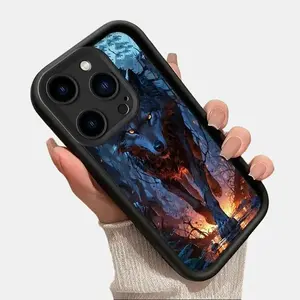 Walking Lone Wolf Unique Design Liquid Silicone Case for iPhone 16 Pro Max 17 Air 14 15 Plus 11 12 13 Pro Max - Slim Fit Ultra-Thin Shockproof Anti-Scratch Gift for Men & Teen Boys