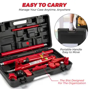Garvee 12 Ton Hydraulic Porta Power Jack Kit – Heavy Duty Auto Body Frame Repair Tool – 26,455 lbs Capacity – 4.6Ft Leak-Proof Hose – Includes Storage Case – Ideal for Car, Truck, SUV, Equipment Maintenance