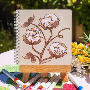 Cute Reusable Sticker Book | Cotton Cat Tree | 6x6 | Double Side | 40 Pages | Mikou Original Art