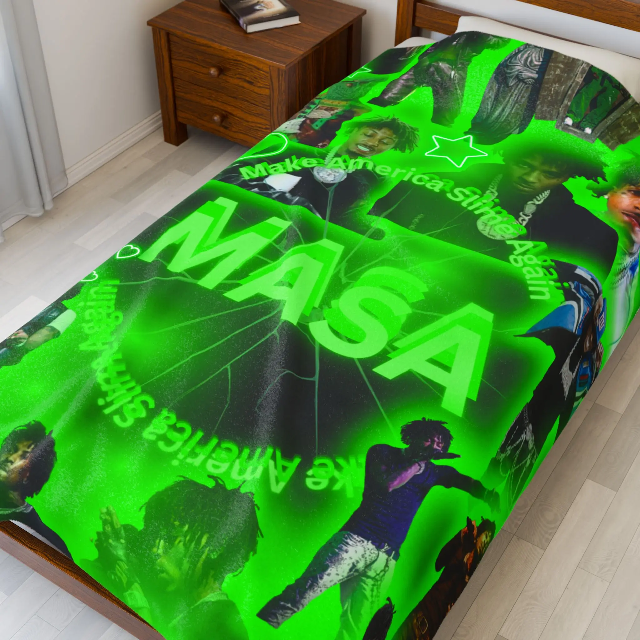 MASA collage Velveteen Plush Blanket | neon green artist photo montage