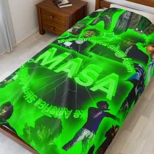 MASA collage Velveteen Plush Blanket | neon green artist photo montage