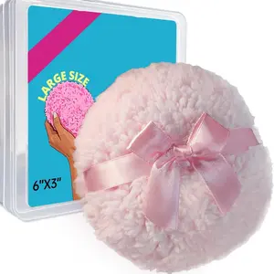 Large 6" Soft Body Powder Puff with Container for Quick Even Application Gentle Touch Less Mess Ideal for Sensitive Areas