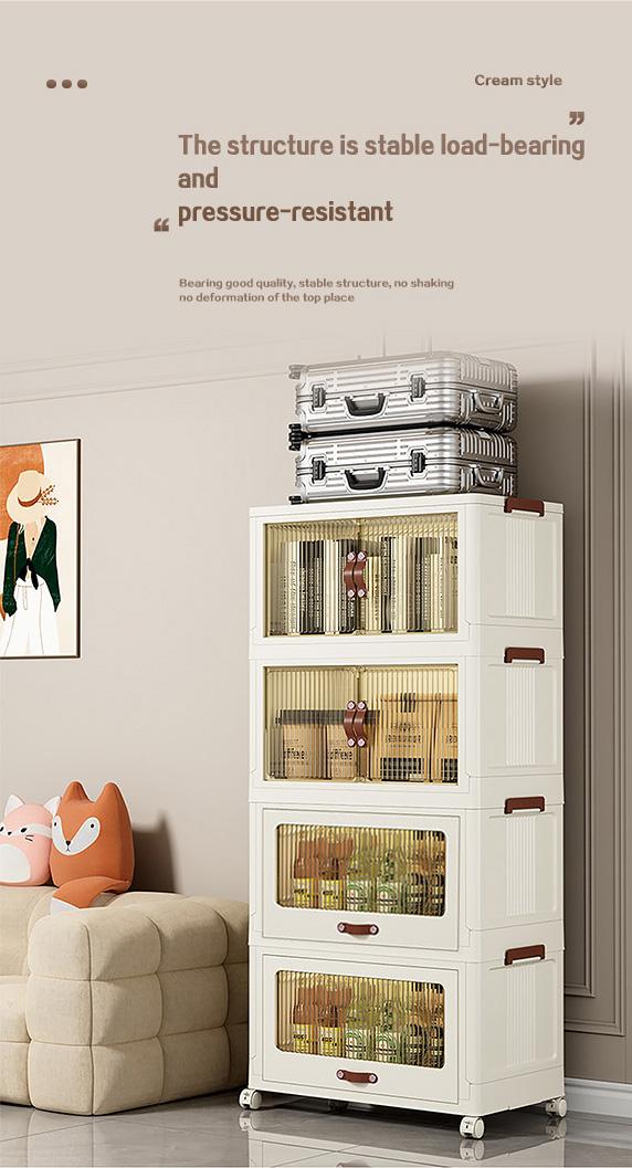 ONAIL Drawer style Super large Foldable Storage Box with Lid, Stackable Household Storage Holders with Wheels Home Decor Organiser Durable Plastic