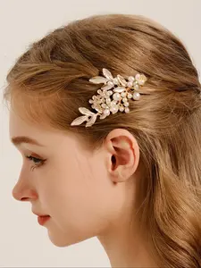Flower Design Hair Clip, Elegant Rhinestone Decorated Hair Accessories for Wedding Bridal, Fashion Hair Accessories for Party, Daily Clothing Decor