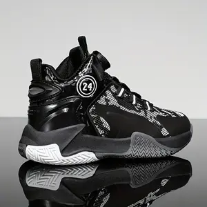 [shipping from US][shipping from US]Boy's Trendy High Top Basketball Shoes With Rotary Buckle, Comfy Non Slip Soft Sole Sneakers