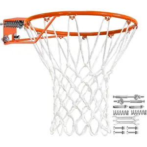Heavy Duty 18" Solid Steel Replacement Basketball Rim, Pro-Grade Double Spring Wall Mount Basketball Hoop Rim with Heavy-Duty Net & Complete Installation Kit