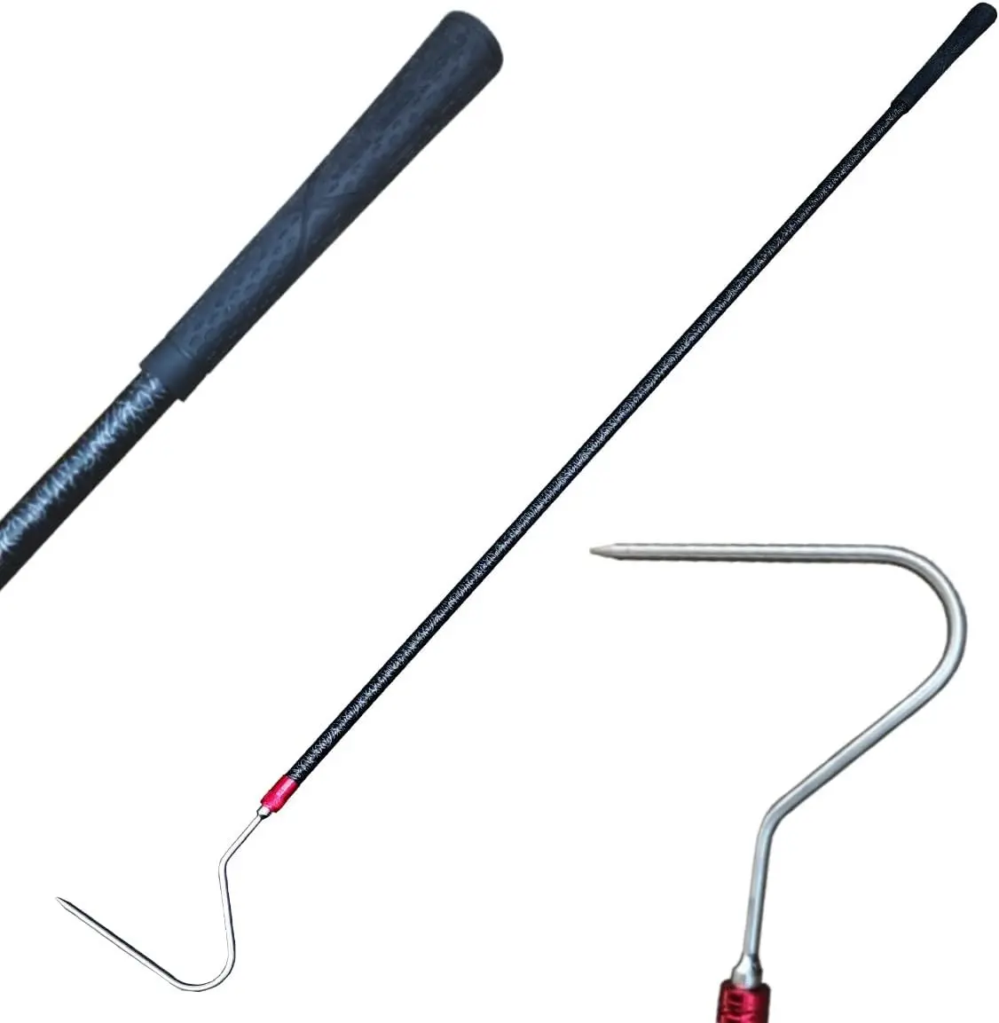 48'' High-Carbon Snake Hook Catcher Stick Tongs Grabber Reptile Pick-up Handling Tools for Catching Moving Snakes or Hunting Game Finders
