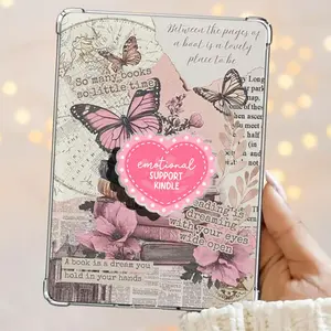 Emotional Support Kindle Pink Heart Lovely Magnetic Kindle Grip Book Lover Cute Kindle Accessories Phone Holder PopSocket Phone Grip Magnetic Pop Socket Phone Grip