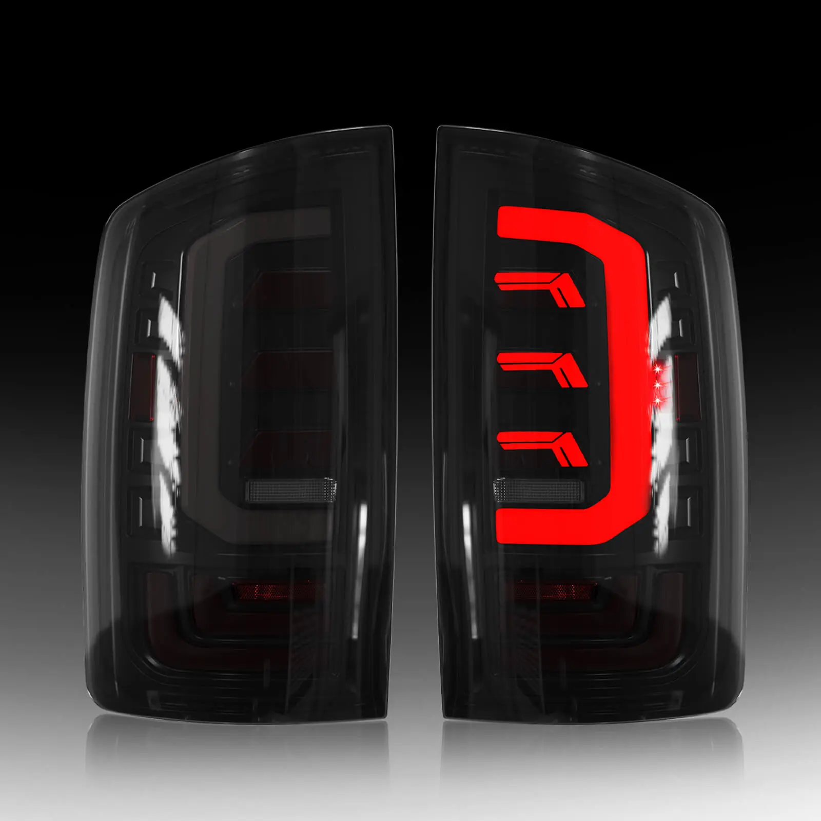 Sequential Full LED Tail Lights Assembly for 2003-2006 Dodge Ram 1500/2500/3500, Bolt-On Fit, Dynamic Start Animation, Smoked Look, Sequential Turn Signal, Brake Lights, PMMA Lens for Ram Trucks