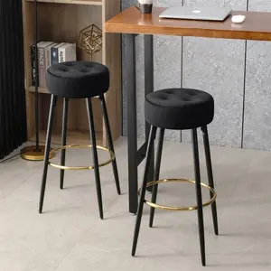 30-inch Minimalist Seattle Velvet Bar Stools, Black