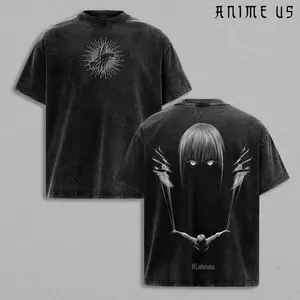 "Control Devil" Makima T-Shirt - Chainsaw Man Gothic Horror Anime Graphic Tee, Oversized Acid Washed Cotton Shirt, Public Safety Eyes Design, Dark Anime Merch Gift for Fans Menswear Soft HA3