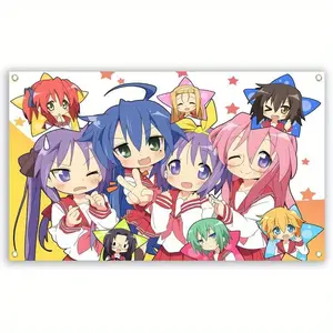 Anime Lucky Star Kawaii Izumi Konata Flag - Vibrant Japan Saitama Wall Hanging Decor, 3x5ft, Durable Polyester, No Power Needed, Perfect for Room & Outdoor Spaces