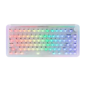 KiiBOOM Phantom81 V4 Gasket 75% Layout Wireless Acrylic Semi-Translucent Mechanical Keyboard Hot Swap South-facing RGB Backlit USB-C/BT 5.0/2.4GHz for PC/Mac/Linux Creamy&Thocky Computers & Office Equipment Keyboards Creamy dealsforyoudays