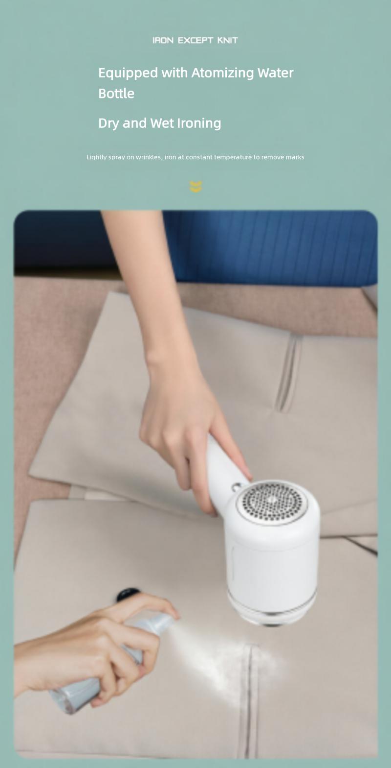 Portable iron dual-use dry and wet handheld garment steamer, home lint trimmer, hair removal steamer two-in-one