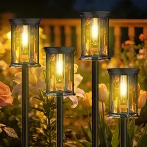 Solar Ground Lights 4/8/12-Pack, 2700K Warm White Outdoor Garden Pathway Lights, Waterproof Auto-On/Off Solar Landscape Decor for Yard, Lawn, Patio