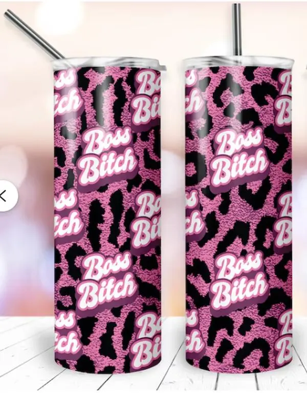 "Skinny Insulated 'Boss Bitch' Tumbler, Reusable Drink Container for Daily Use"