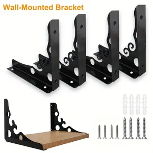 Set of 2 Decorative Heavy-Duty L-Shaped Metal Brackets, Wall-Mounted Support for Shelves & Bookcases, Space-Saving Shelving Hardware